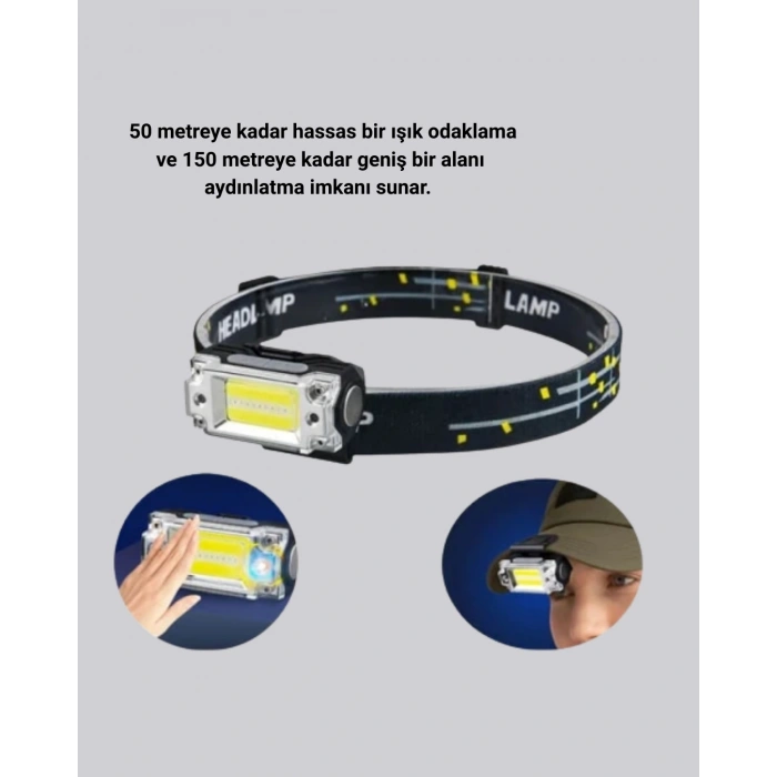 Şarj Edilebilir Led Kafa Feneri 215 Lümen Xpe Cob Güçlü Aydınlatma