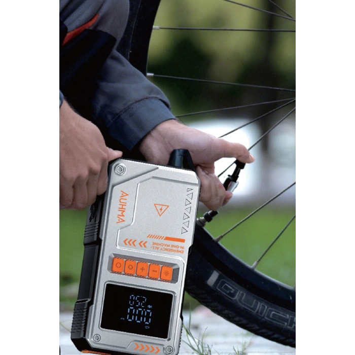 Şarjlı 10.000 Mah Akım Korumalı Taşınabilir Çanta Araç Akü Şarj Takviyeli Işıklı Hava Kompresörü Powerbankli