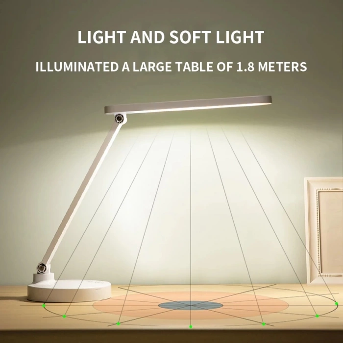 Şarjlı 40 Led Çalışma Okuma Işığı Kademeli Masa Lambası Ayarlanabilir Renk Tonu Ve Parlaklık Ps-1912
