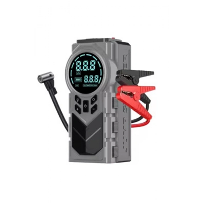 Şarjlı 8.000 Mah Taşınabilir Çanta Araç Akü Şarj Takviyeli Işıklı Hava Kompresörü Powerbankli