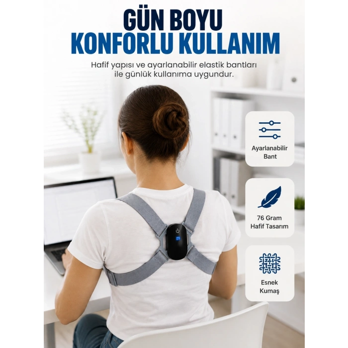 Şarjlı Akıllı Dik Duruş Destek Atı Ayarlanabilir Omuz Bandı