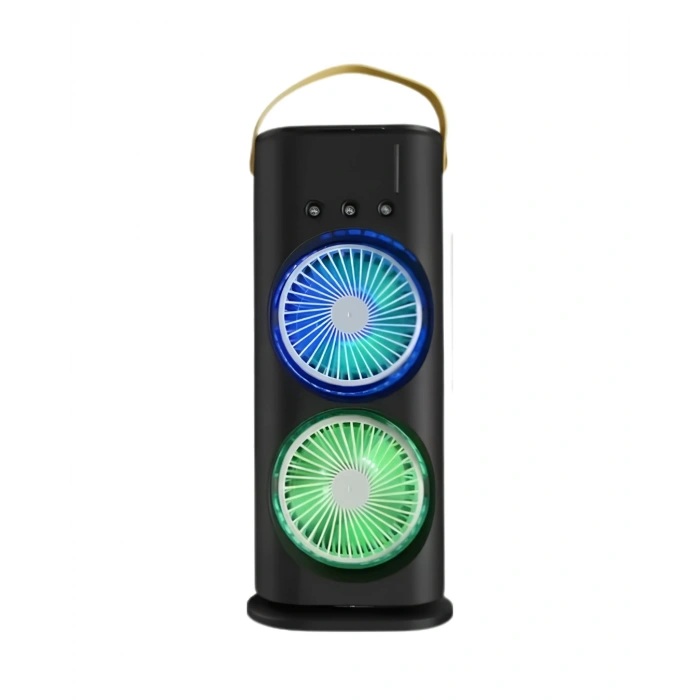 Şarjlı Buharlı Serinletici Fan Rgb Işıklı Çift Pervaneli Masa Fanı