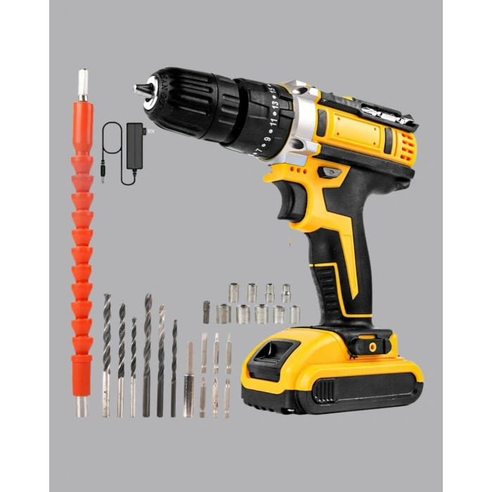 Şarjlı Darbeli Matkap Seti – 2 Bataryalı, 24w Güç, 24 Parça Aksesuar, Led Işıklı