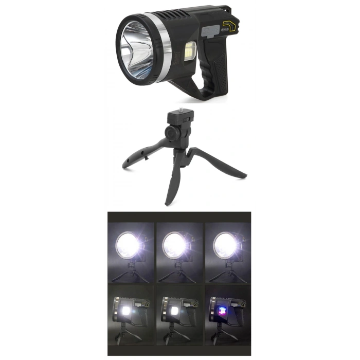 Şarjlı Dev Boy El Feneri Tripod Ayaklı Parlak LED El Lambası Kamp, Av ve Güvenlik İçin İdeal (599)