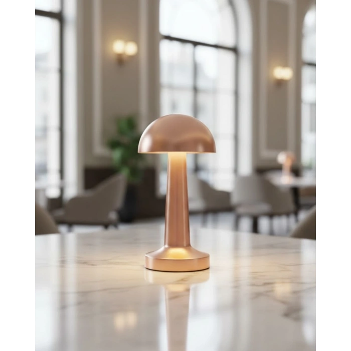 Şarjlı Led Masa Lambası 3 Kademe Dokunmatik Bronz Modern Tasarım