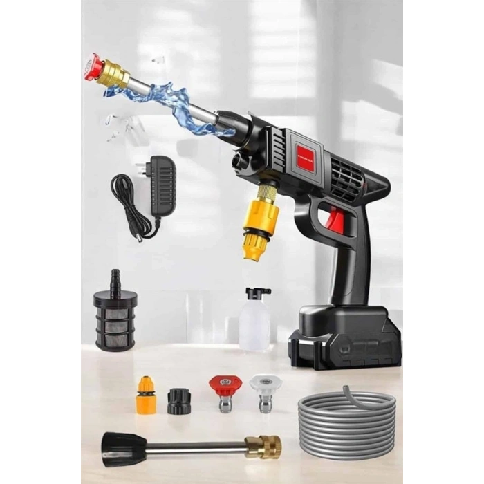 Şarjlı Oto Yıkama Tabancası Su Basınçlı Hazneli Bataryalı