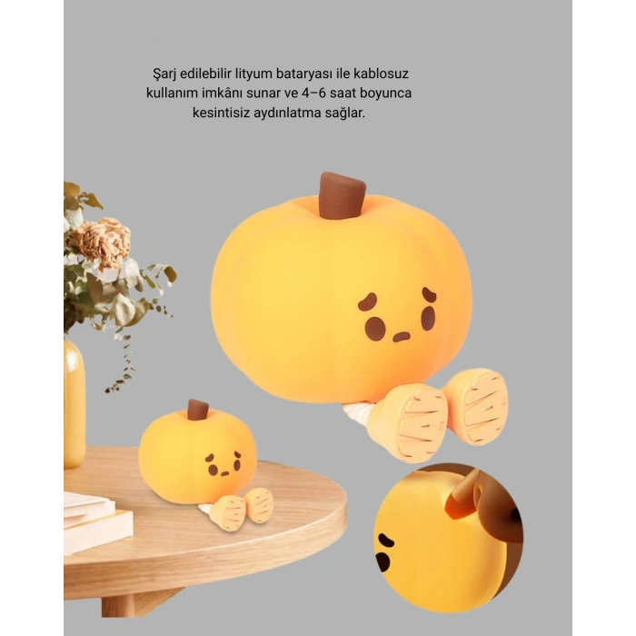 Şarjlı Pumpkin Led Masa Lambası Zamanlayıcılı Dokunmatik