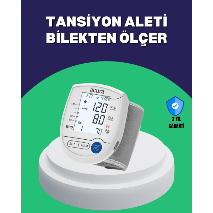 Şarjlı Ve Pilli Bilek Tansiyon Ölçer Dijital Ekran Hafıza Kayıtlı