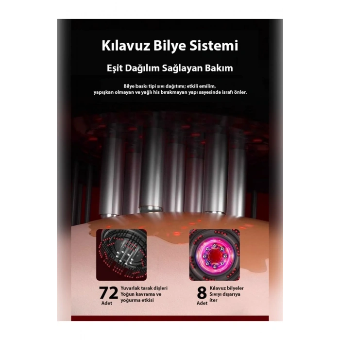 Şarjlı Ve Titreşimli Saç Masaj Tarağı Bakım Yağı Hazneli Fırça