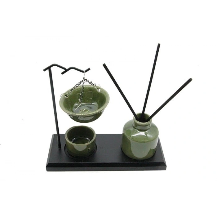 Seramik Buhurdanlık & Oda Kokusu Difüzör Seti – 3lü