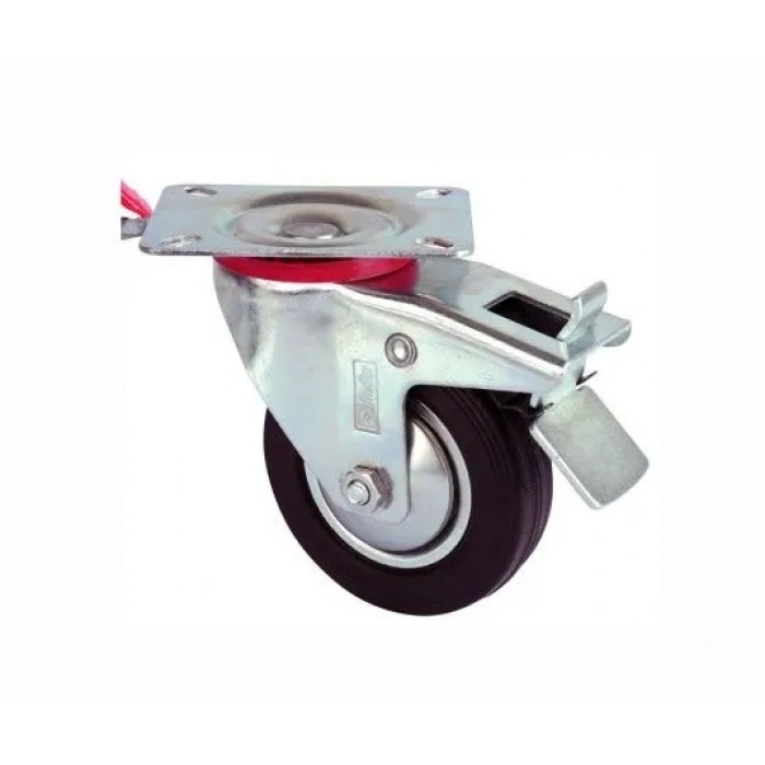 Servis Tekeri - Frenli Tablalı Siyah Döner - Çap 80 Mm