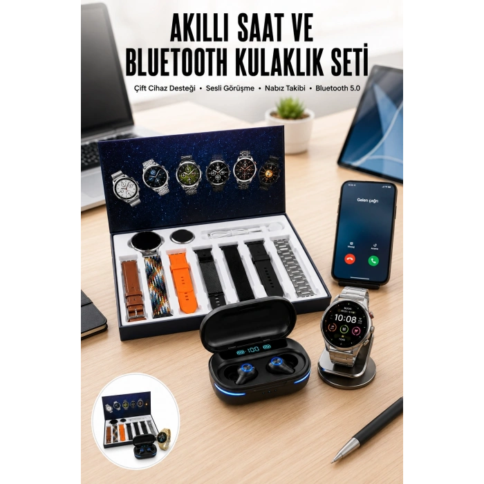 Seti Bluetooth Kulaklık Ucuz Kaliteli Yeni Nesil Akıllı Saat