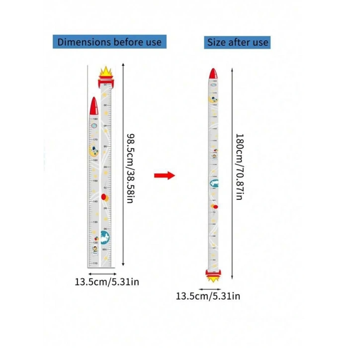 Sevimli Sarı Zürafa Yeşil Dinazor Deniz Kızı Roket Ağaç Boy Ölçüsü Sticker