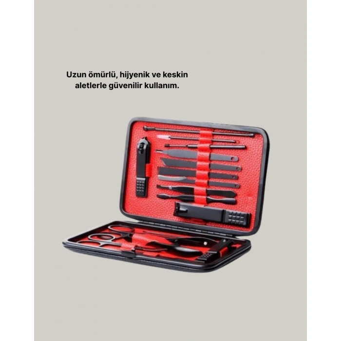 Şık Kutu Tasarımlı 17 Parça Manikür Pedikür Seti Dayanıklı Ve Hijyenik