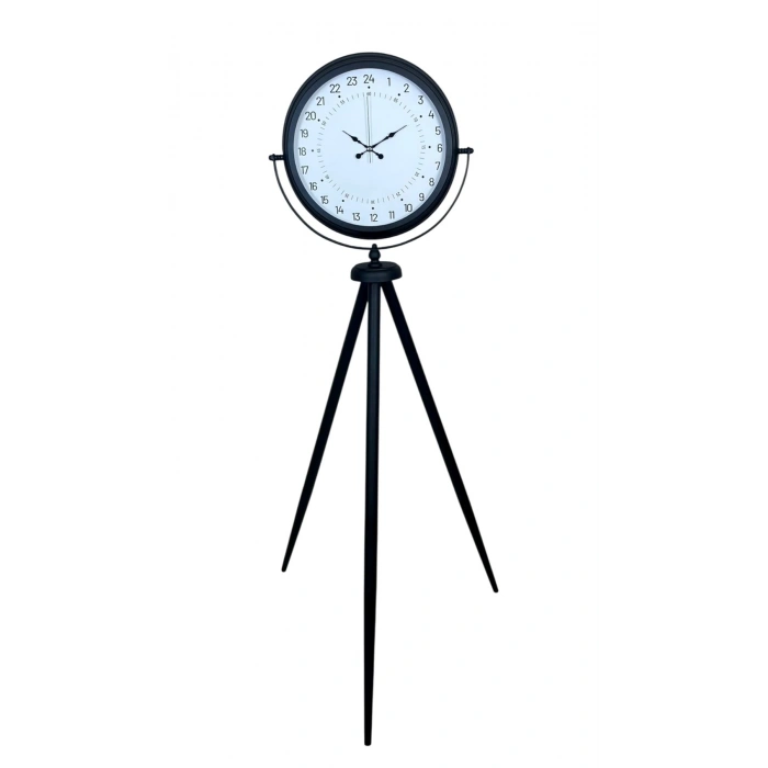 Siyah 24 Saat Göstergeli Özel Tasarım Tripod Ayaklı Saat