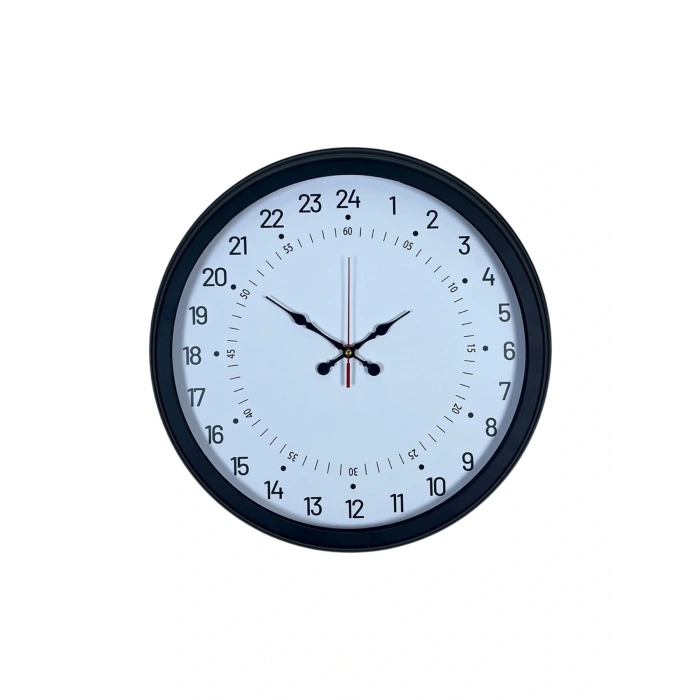 Siyah 40 Cm Metal 24 Saat Göstergeli Özel Tasarım Duvar Saati