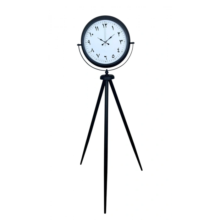 Siyah Arap Rakamlı Sıradışı Tasarım Tripod Ayaklı Saat