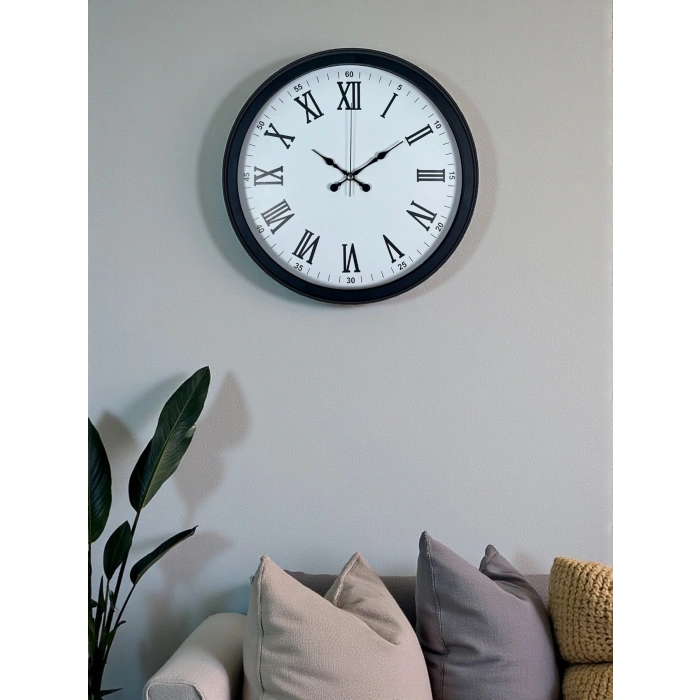 Siyah Klasik & Şık 40 Cm Metal Duvar Saati