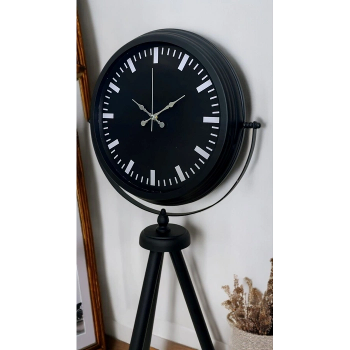 Siyah Lüks Sade Tripod Ayaklı Saat