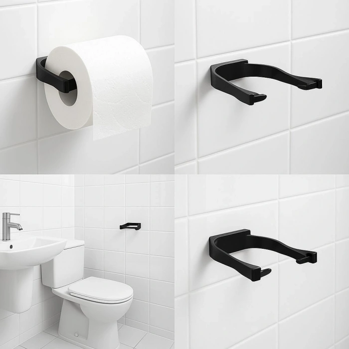 Siyah Metal Tuvalet Kağıdı Tutucu Mat Kaplama Banyo Peçetelik