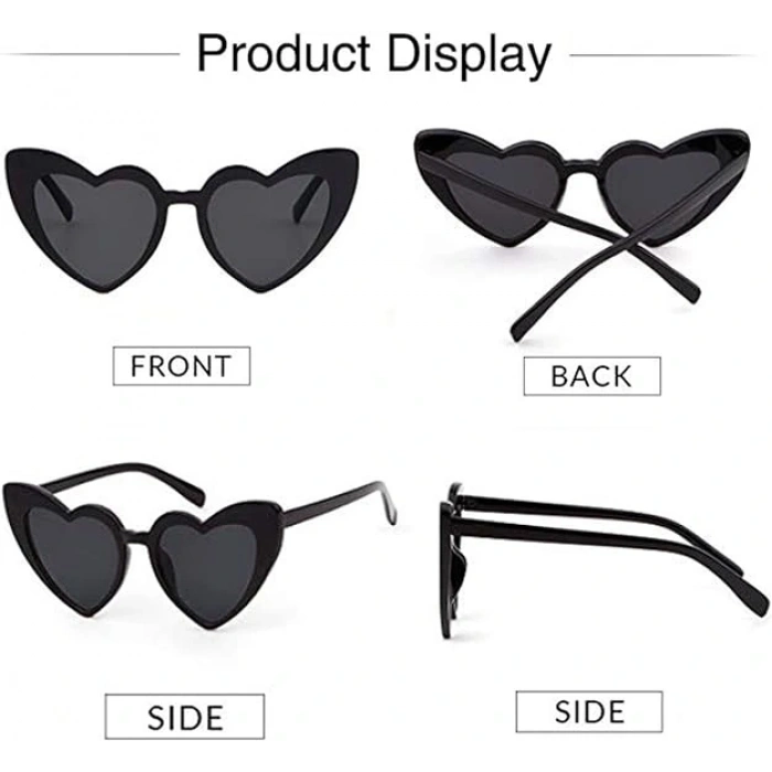 Siyah Renk Kalp Şekilli Parti Gözlüğü