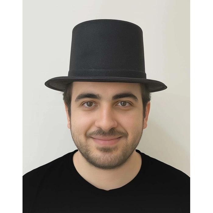 Siyah Renk Plastik Nubuk Kadife Kaplama Fötr Şapka 11 Cm