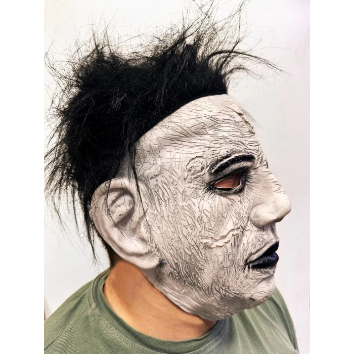 Siyah Saçlı Michael Myers Lateks Yüze Tam Yapışan Et Maske Korku Maskesi