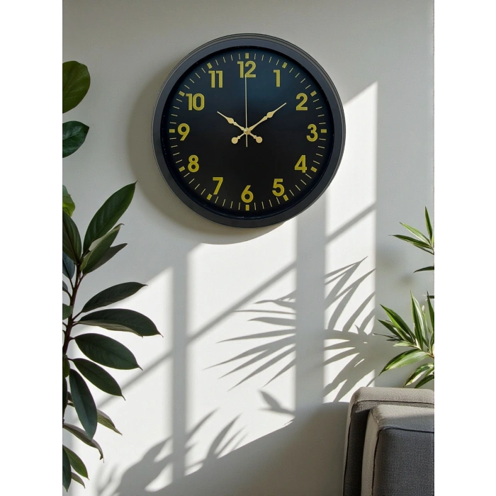 Siyah Standart 40 Cm Metal Dekoratif Duvar Saati