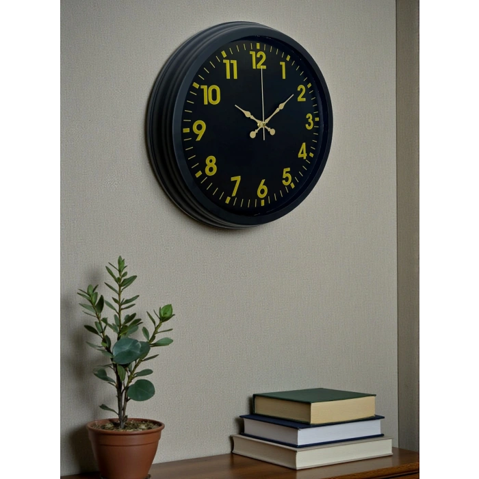 Siyah Standart 40 Cm Metal Dekoratif Duvar Saati