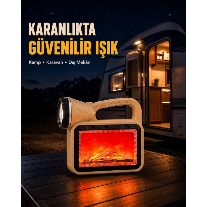 Solar Alev Işığı Cob Teknolojili Taşınabilir El Feneri Ve Kamp Lambası
