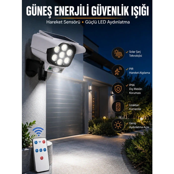 Solar Lamba Kamera Görünümlü Duvar Lambası Dönebilen Bahçe Aydınlatması