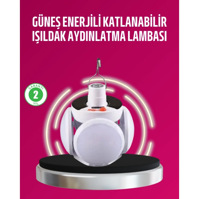 Solar Ve Usb Şarjlı Su Geçirmez Katlanabilir Led Lamba