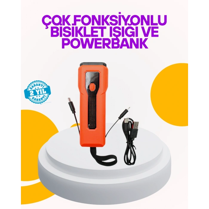 Su Geçirmez Bisiklet Işığı 5000 Mah Powerbankli Ön Far
