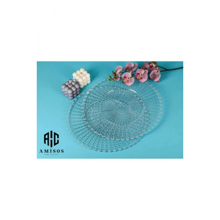 Supla, Boncuklu Sunum Tepsisi Şeffaf Sunumluk 20 Cm. (599)