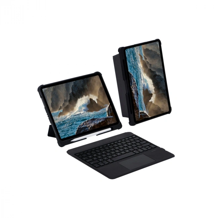 T5209d İpad Pro 12.9 (2021) Kılıf İnter Ledli Klavyeli Tablet Kılıfı - Siyah