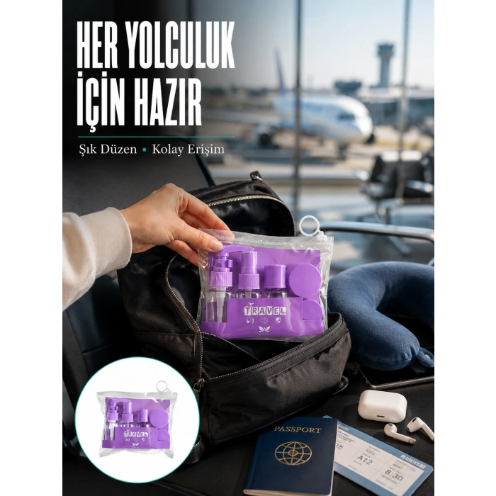 Taşınabilir 5’li Seyahat Banyo Seti Şampuanlık Sprey Krem Kutusu Yeni Nesil