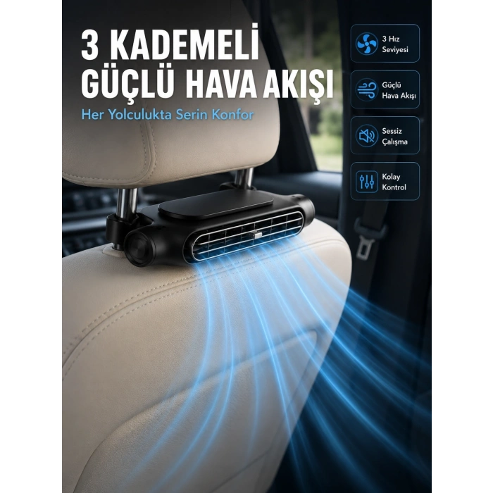 Taşınabilir Araç Koltuk Fanı Sessiz Çalışan Usb Şarjlı Boyun Soğutucu