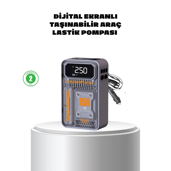 Taşınabilir Kablosuz Hava Pompası – 150 Psı Güçlü Basınç Ve 6000mah Şarjlı