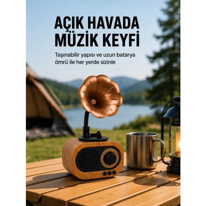Taşınabilir Mini Retro Radyo Bluetooth Hoparlör Usb Sd Aux Destekli Yeni Nesil