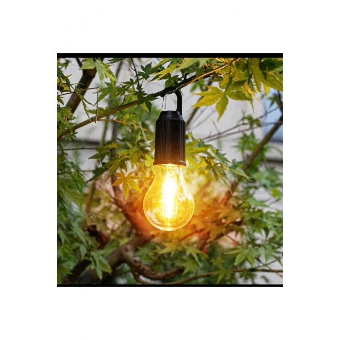 Taşınabilir Şarjlı Led Ampül Outdoor Kamp Bahçe Lambası 10w Askılı Kırılmaz Led Işık