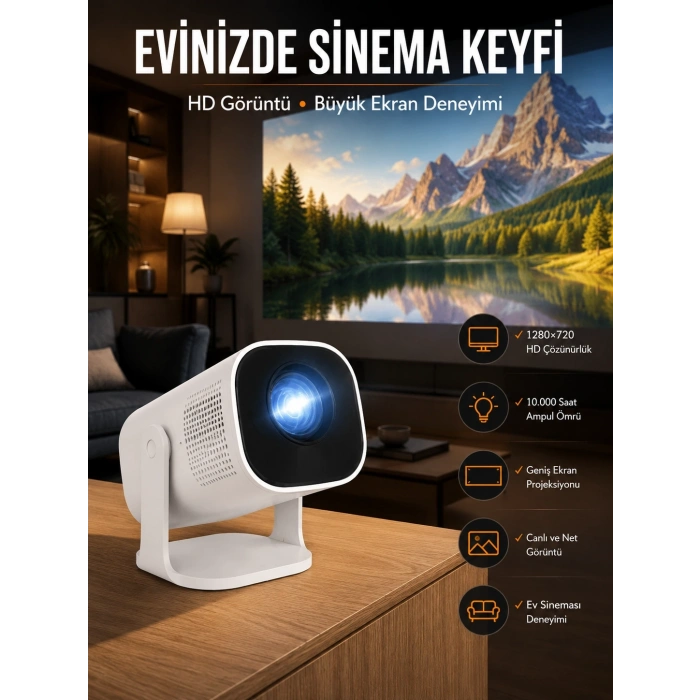 Taşınabilir Sinema Oyun Projektörü Akıllı Projeksiyon Android 11 Yeni Nesil