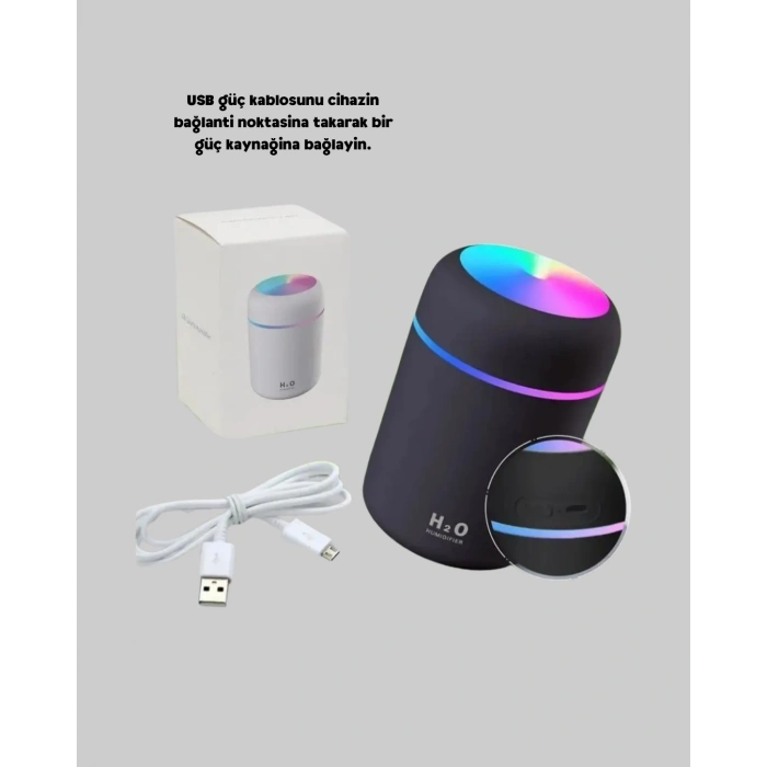 Taşınabilir Usb Mini Nemlendirici – Led Aydınlatmalı, Çift Püskürtme Modu
