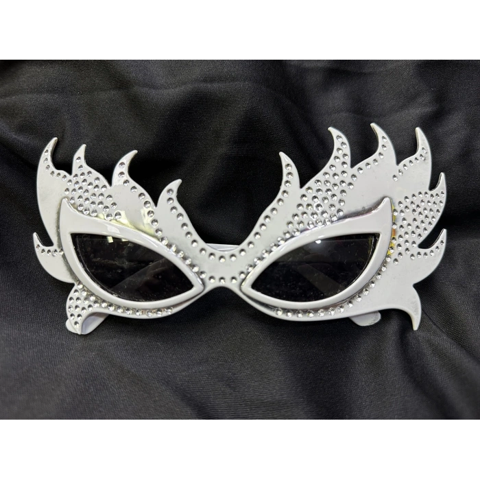 Taşlı Göz Kamaştıran Gecenin Yıldızı Beyaz Parti Alev Gözlük