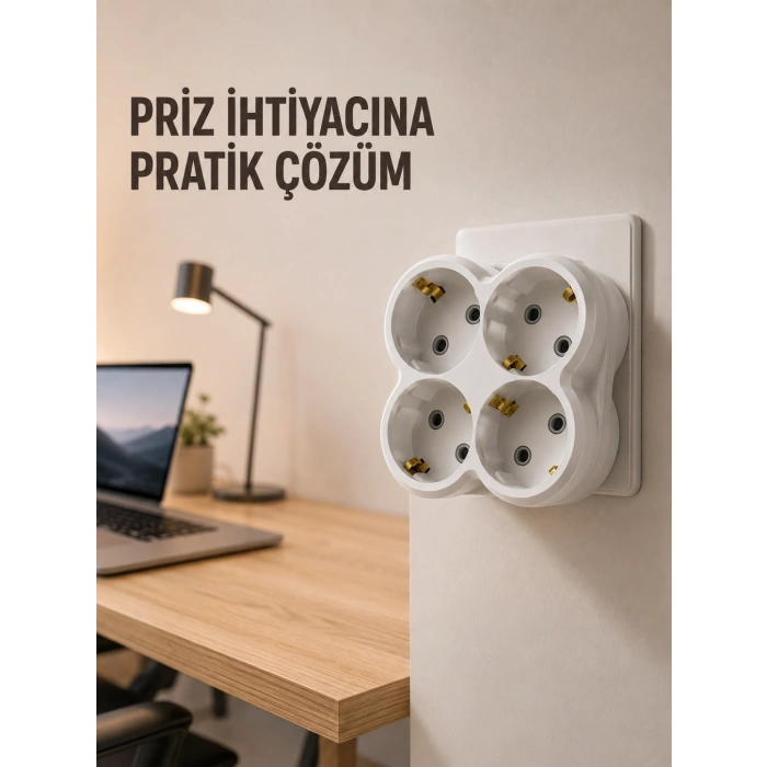 Tek Prizi 4’lü Yapan Priz Çoğaltıcı Direkt Prize Takılan Kablosuz Çoklayıcı