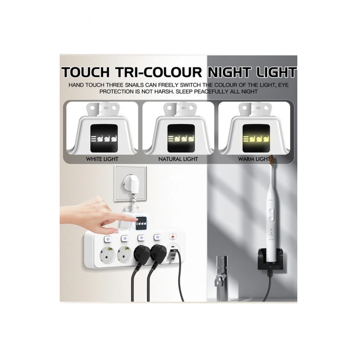 Termal Akım Korumalı 4’lü Duvar Tipi Priz 2x Usb 2x Type-c Çıkışlı Grup Priz Çoğaltıcı Beyaz (2500w)