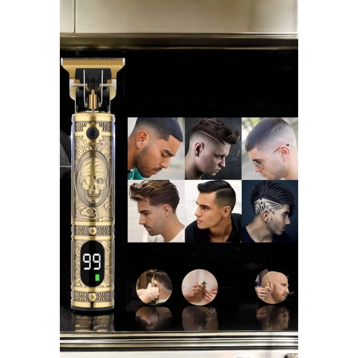 Tıraş Makinesi Şarjlı Profesyonel Saç Kesme Makinesi Gold Çizik Tıraş