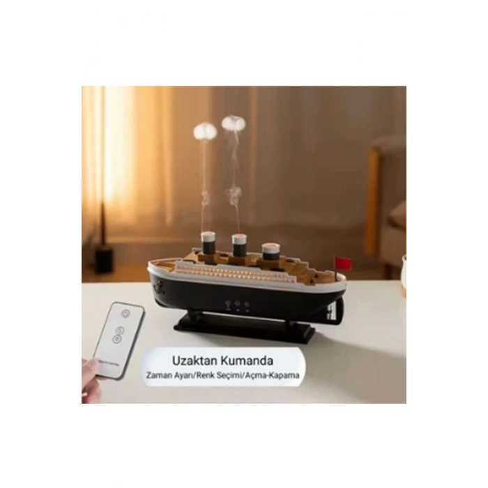 Titanic Gemi Hava Nemlendirici Işıklı Fonksiyonlu Buhar Makinesi Kumandalı
