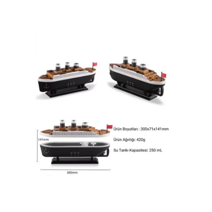 Titanic Gemi Hava Nemlendirici Işıklı Fonksiyonlu Buhar Makinesi Kumandalı