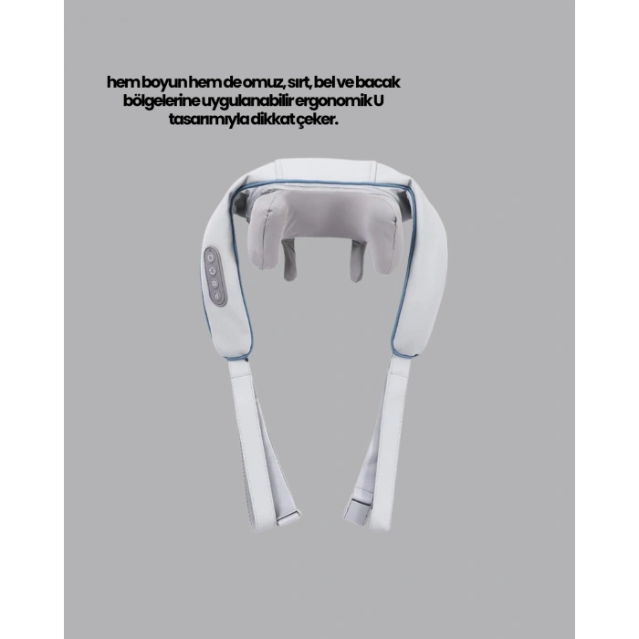 Titreşimli Boyun Masaj Cihazı Isı Terapili Şarjlı Vnb-01 Ergonomik U Tasarım