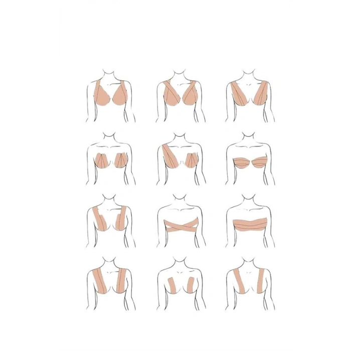 Toparlayıcı Göğüs Bandı Şekillendirici Ten Rengine Uygun Esnek Hassas Ciltlere Uygun